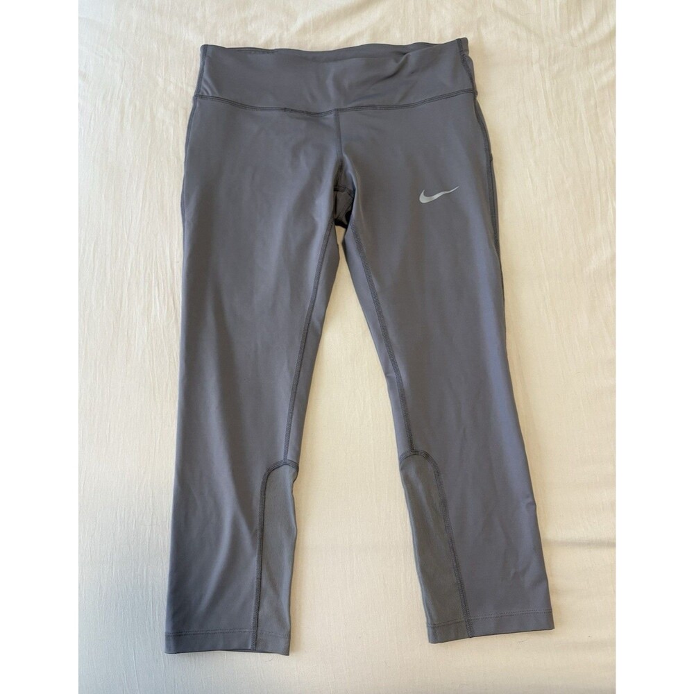Nike Dri-FIT Women’s Gray Cropped Leggings Size M Pull On Elastic Waist